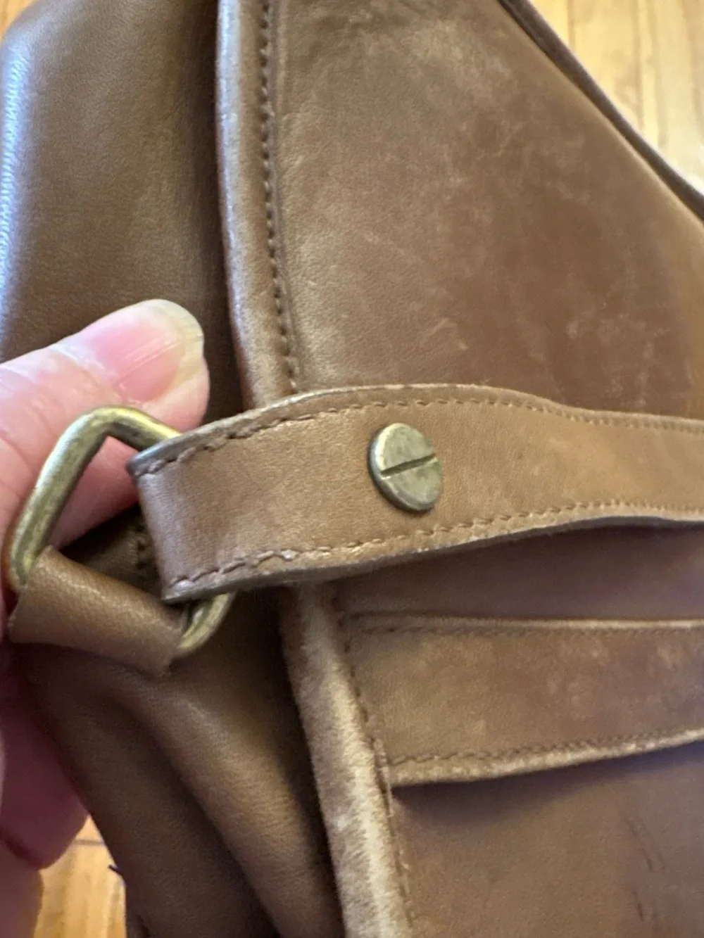 Brown Leather Crossbody Messenger Bag - Unbranded vintage Calvin Klein